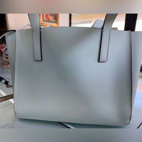 NWOT Kate Spade Tote Bag – Leather Structured Shopper –Light Blue Work Bag Purse - Picture 11 of 16
